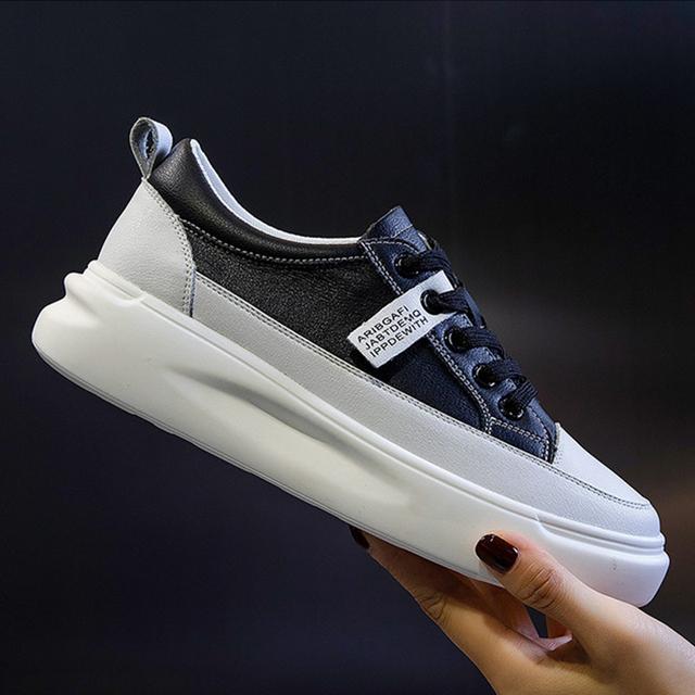 Women Sneakers Big Size 41 Casual Breathable New High Quality Leather Beige White Female Platform Vulcanized Women Shoes