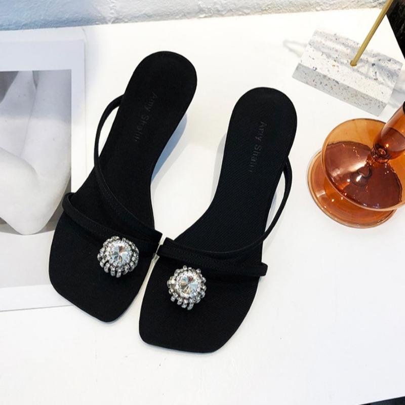 

Мода 2025 Горячая Распродажа Женская Обувь Набор Пальцев Женские Тапочки Мода Кристалл Платье Тапочки Женские Летние Однотонные Бестселлер Высокие Каблуки 39 чёрный