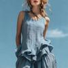 Spring Summer New Women's Casual Fashion Sleeveless Ruffled Hem Top, European American Style for Crossborder Outfit