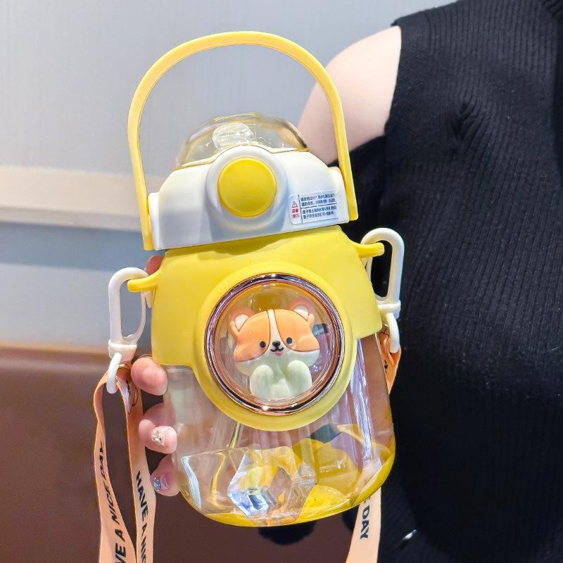 820ml Kids Water Sippy Cup Cartoon Water Bottle With Straw and Handle Portable Drinking Bottle Cup for Children Student School Sports Water Bottle