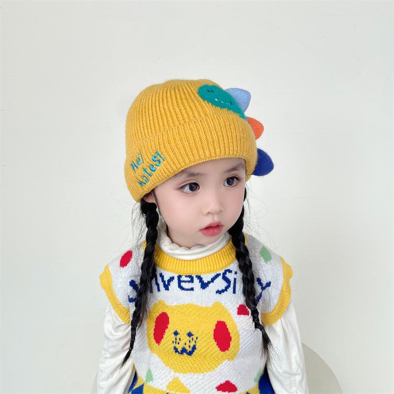 Children's Hat Girls Cute Dinosaur Warm Hat New Autumn and Winter Little Boy Cartoon Windproof Ear Hat