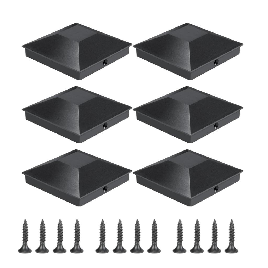 Hekpaalafdekkingen, prismatische afdekkingen, zwarte dekpaalafdekkingen, hekafdekkingen voor houten palen,