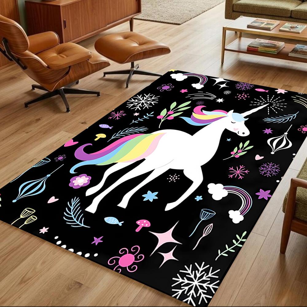 Moonlit Unicorn In Enchanted Forest Non-Slip Home Carpet Design for Office Decor Living Room Bedroom Gift
