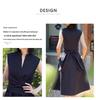 Elegant Women's Sleeveless Drape Design Dress - Hepburn Style, Tie-Up Waist, Slimming Long Commuter Dress
