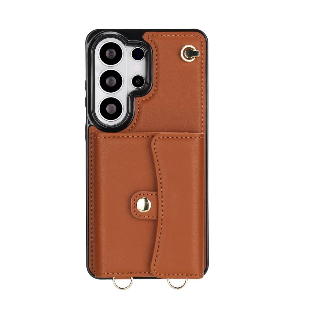 For Samsung Galaxy S26 Ultra S26 Plus S26 PU Leather Wallet Case Flip Cover Card Holder Kickstand Long Lanyard Shockproof Cover