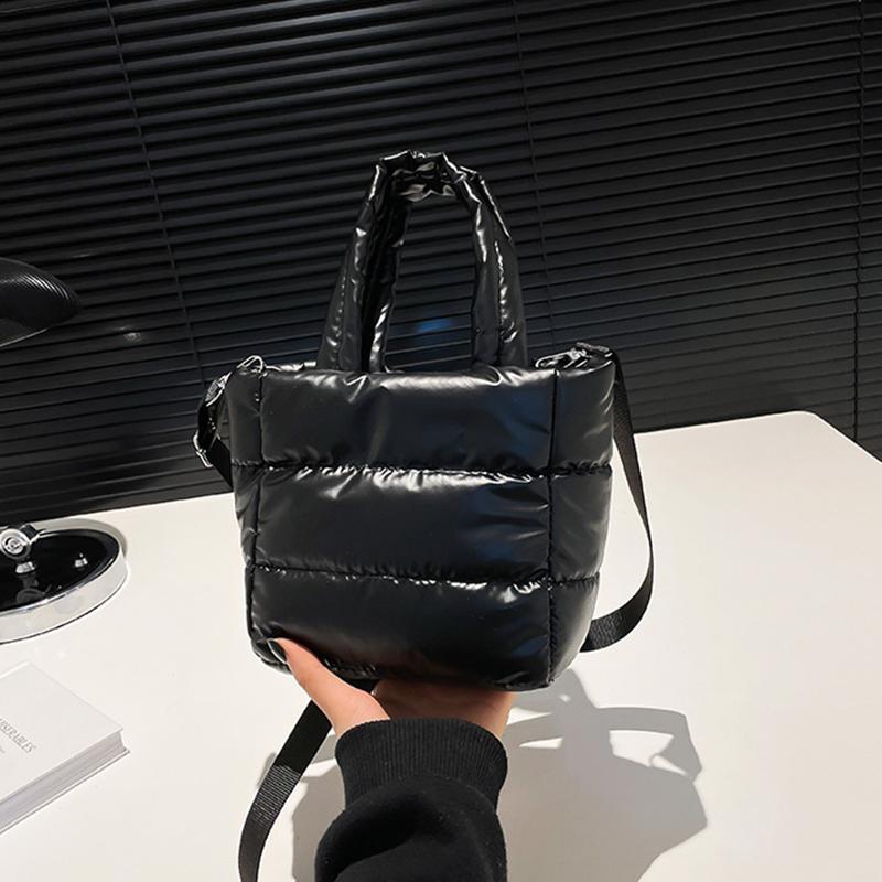 Yogodlns Woman Puffy Lightweight Handbag Large Capacity Quilted Shoulder Bag Adjustable Strap Puffer Tote Handbag Shopping Bag
