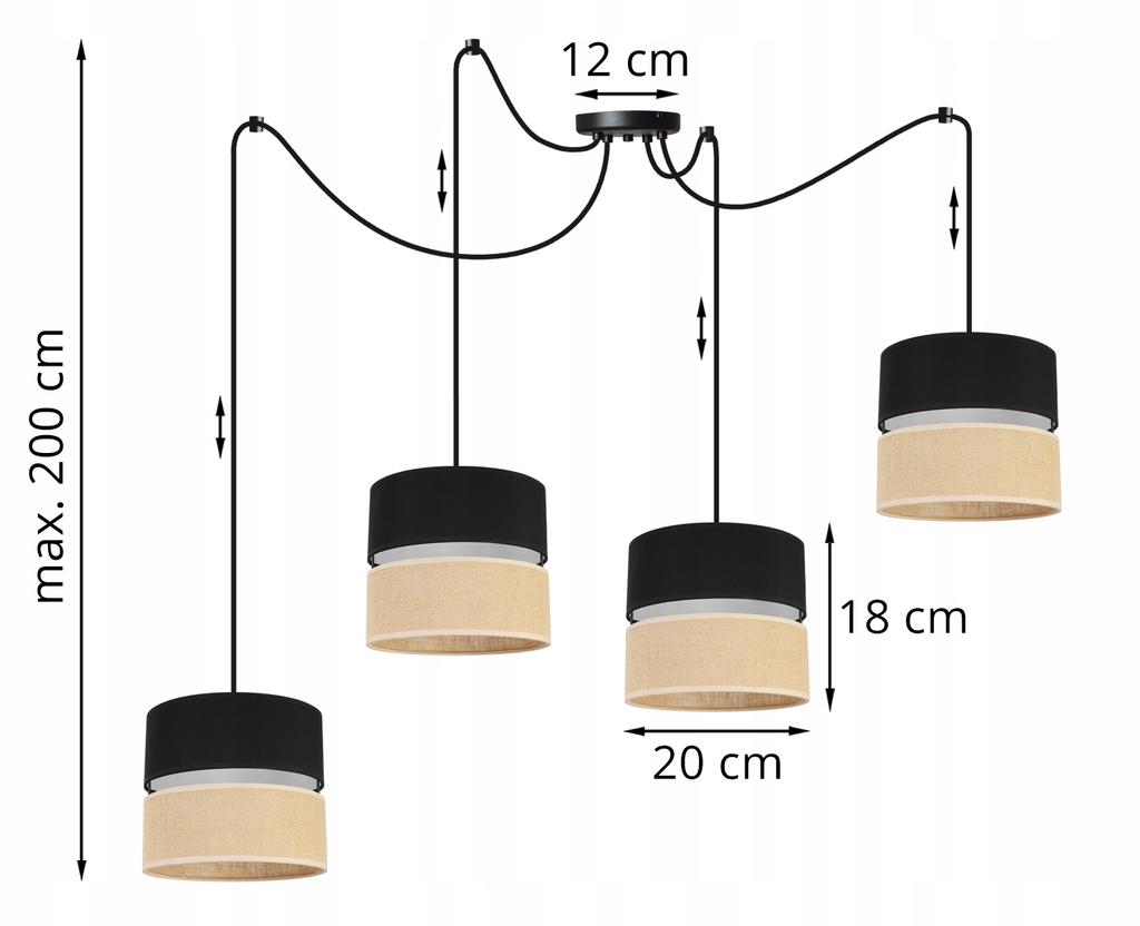 Spider Ceiling Hanging Lamp, Lampshade 20 Cm Black