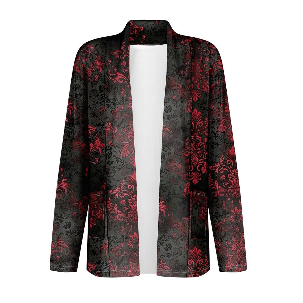 Women's Long Sleeve Cardigan V Neck Fashion Halloween Printed Shirt Lightweight  Casual Loose Thin Cardigans With Pockets