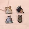 HUH White Cat Enamel Pins Funny Kitten Expressions Brooches Lapel Backpack Badge Fashion Jewelry Accessories Gifts for Friends
