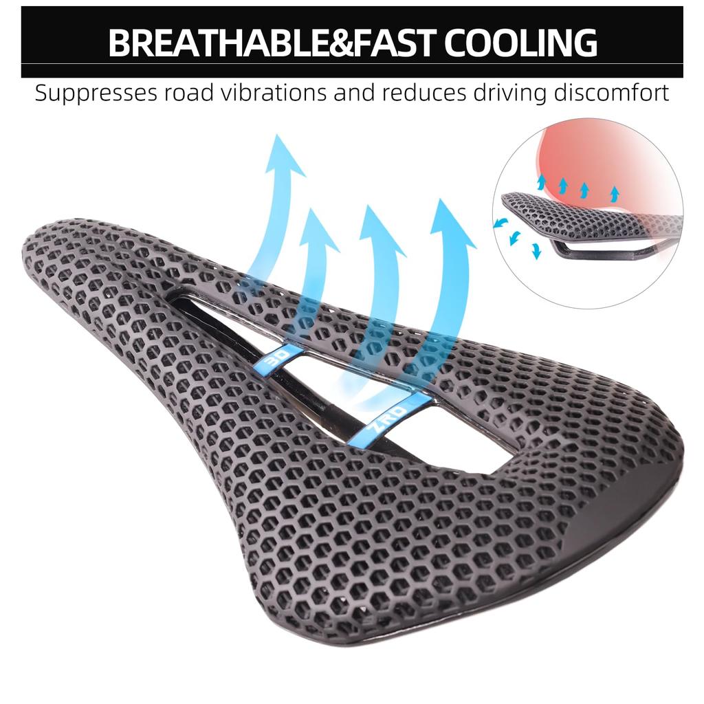 3D Printed Full Carbon Fiber Bicycle Saddle for Men/Women - 7 x 9mm Carbon Rails - Adaptive Bicycle Seat for Mountain Road and Gravel Bikes