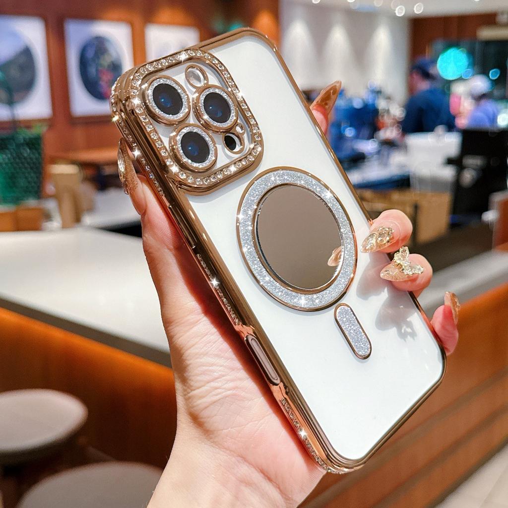 Electroplated Edge Drill Mirror Magnetic Mobile Phone Case Suitable for Redmi NOTE14PRO Lens Film 14T PRO Advanced Sense