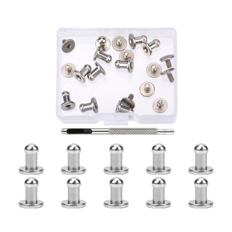

Round Head Button Studs , 4MM 7MM 8MM Metal Screws Spikes and Studs, Leather Rivets Screws Button Rivets for Leather