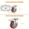 4Pcs 3 Inch/4 Inch Heavy Duty Caster with Brakes 360-degree Bearing Plate Swivel Wheel for Furniture Trolley and Workbench Cart