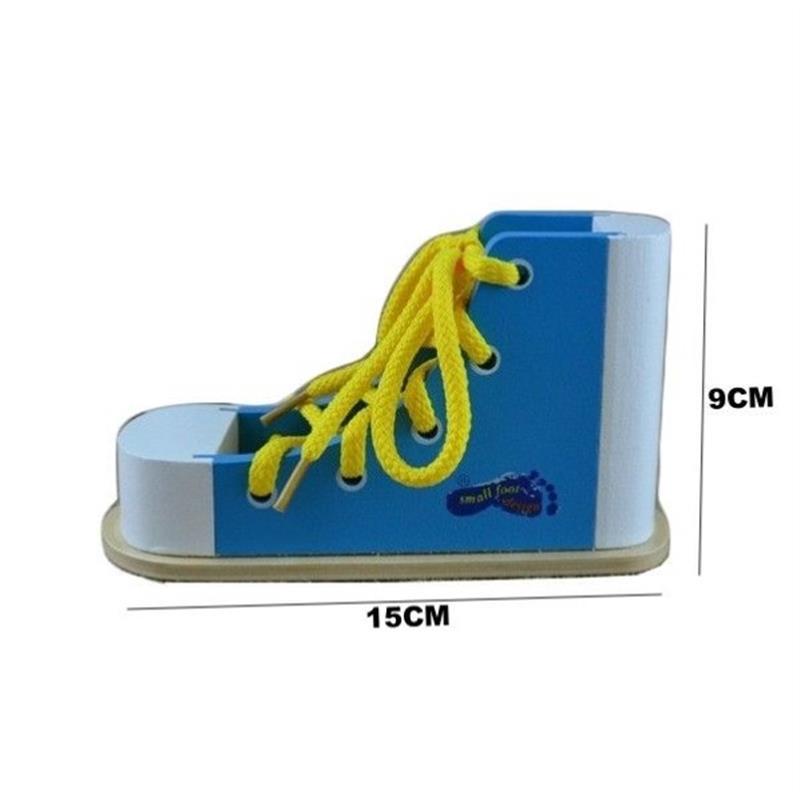 Montessori Wooden Lacing Shoes Educational Toy for Children