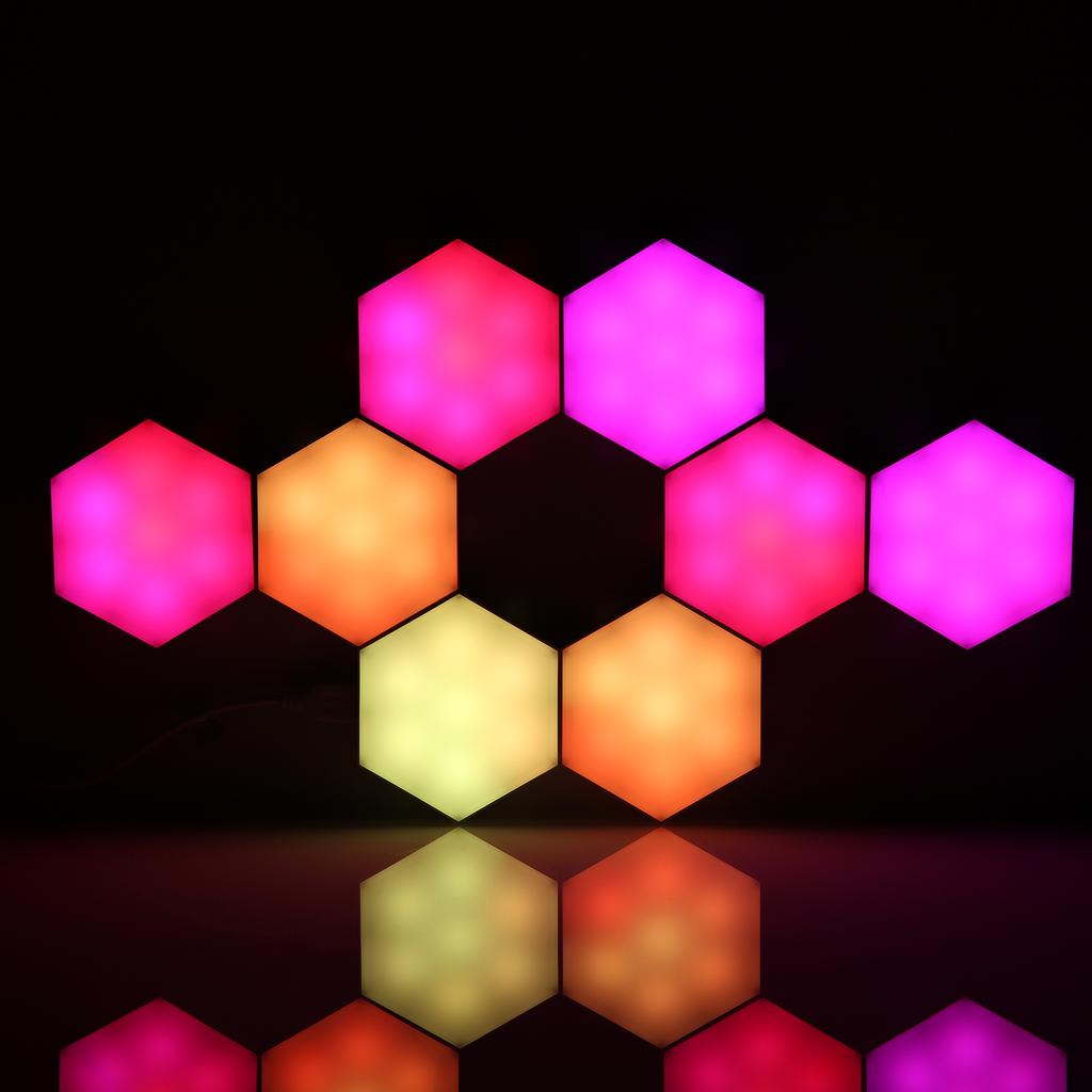 Neoglint 12PCS BT Connected RGB Hexagon Light Ambient Lamp Wall Decorative Lighting with Controller Supported Phones