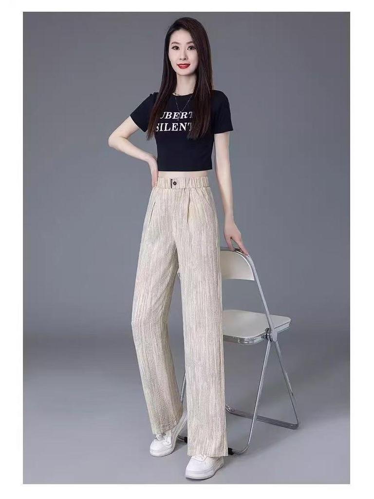 Ice Silk High-Waisted Slimming Straight-Leg Women's Pants - Summer 2026 Collection