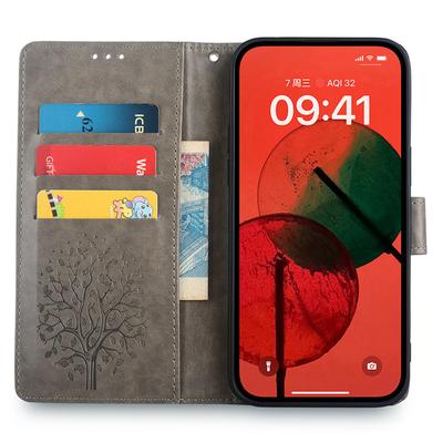 For Samsung Galaxy M15 5G Leather Case with 3 Card Slots Tree Pattern Phone Cover