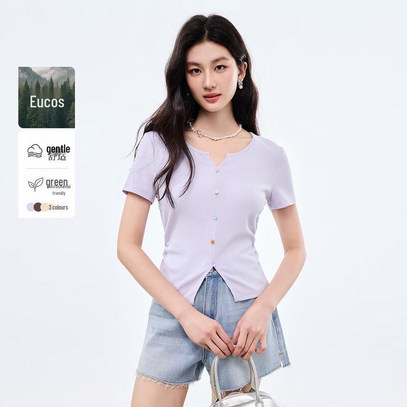 Women s Elastic V-Neck Short Sleeve T-Shirt M