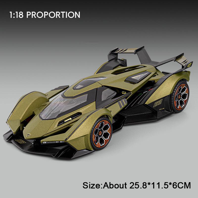 Scale 1:18 SVJ63 V12 Sport Car Model Toy Metal Diecast Music Light Shock Absorption Models Wheel Steering Supercar Gifts for Boy