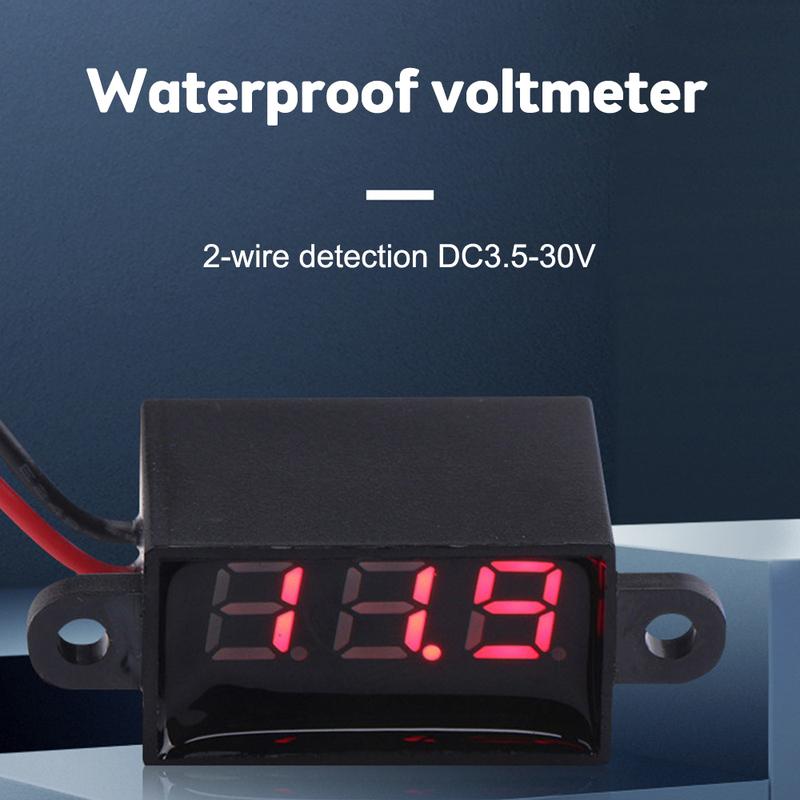 DC 3.0V-30.0V Digital Car Voltmeter Automotive Voltage Meter Waterproof 12V 24V Motorcycle Vehicle LED Display Voltage Tester
