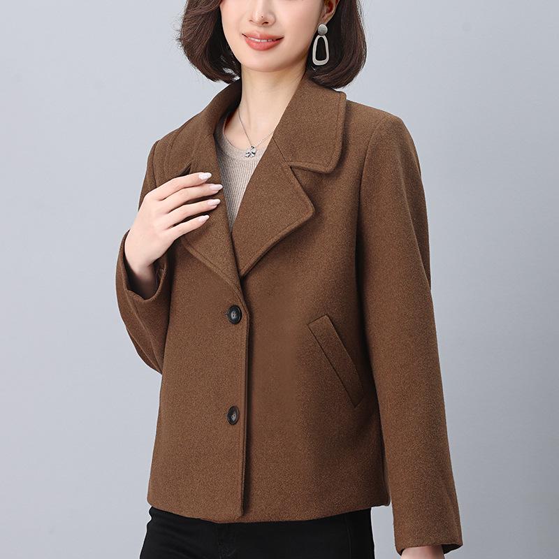 2024 Women's High-End Wool Coat: Petite Short Style with Suit Collar for Spring and Autumn