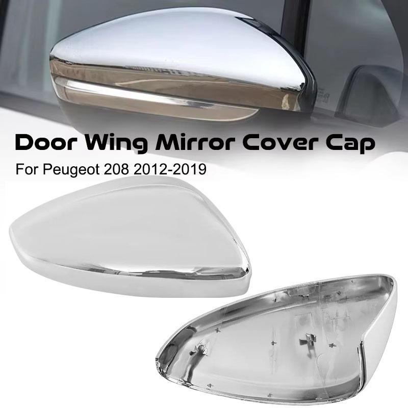 Door Wing Rearview Mirror Cover Cap For Peugeot 208 2008 2012 2013~ Citroen C3 2016~ Chrome/Black Side Mirror Housing