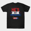 Men Black Print T-shirt He'S My Firecracker Funny 4Th Of July Summer No-Cut Transfer Paper Print Cotton Tshirt