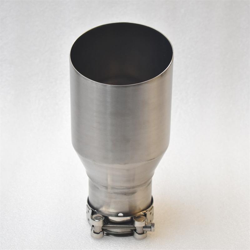 MILLTEK SPORT Universal Car Muffler 304 Stainless Steel Matte Brushed Finish with Pointed Exhaust Tip And Slanted Pipe