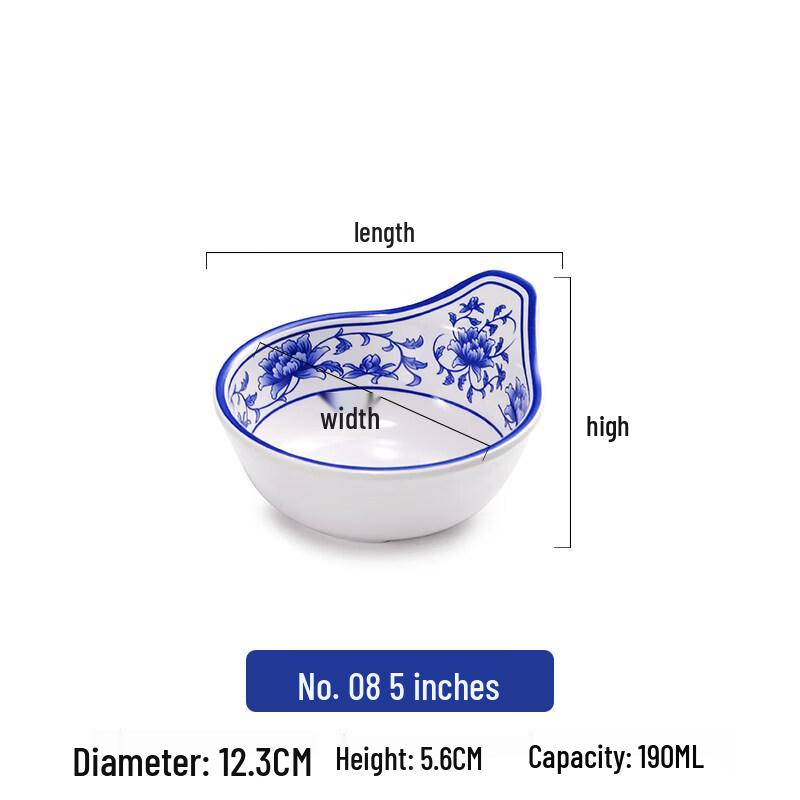 Melamine Blue & White 5-Inch Rice/Soup Bowls (20-Pack)
