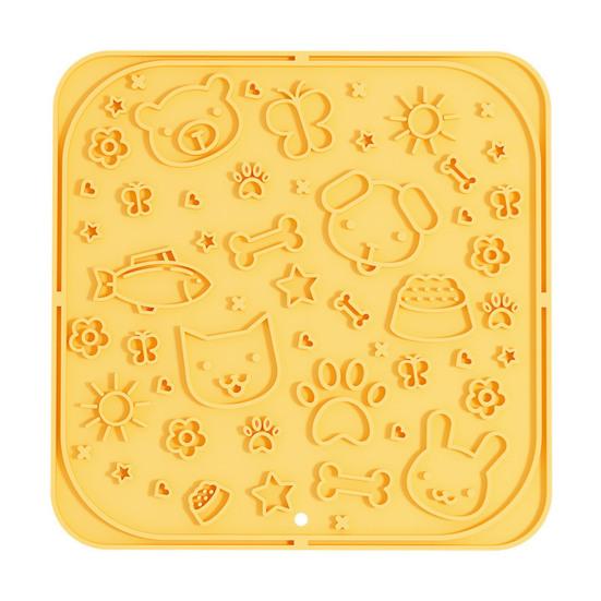 Dogs Cats Silicone Lick Mat Anti-choking Anxiety Relief Square Paw Shape Pet Food Mat with Suction Cup Slow Eating Puzzle Feeder Licking Mat