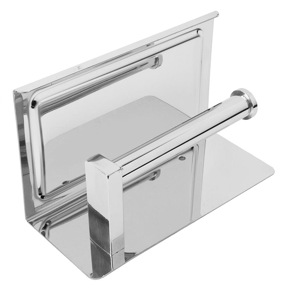 Stainless Steel Bathroom Roll Paper Holder Paper Towel Storage Rack Phone Holder