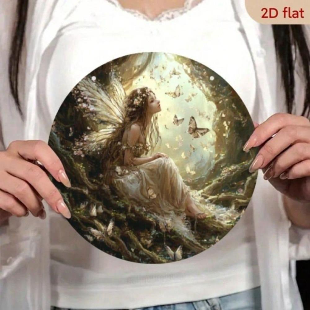 Enchanted Forest Metal Wall Art 20x20cm Fairy Garden Decor Round Indoor Outdoor