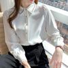 2026 Spring/Autumn Women's Satin Shirt: Long Sleeve, Color-Blocking, Formal Design
