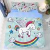 03 Rainbow Unicorn Bedding Set,Cartoon Unicorn Duvet Cover 3D Print,Children Boys Girls Quilt Cover Pillowcase King Queen Size