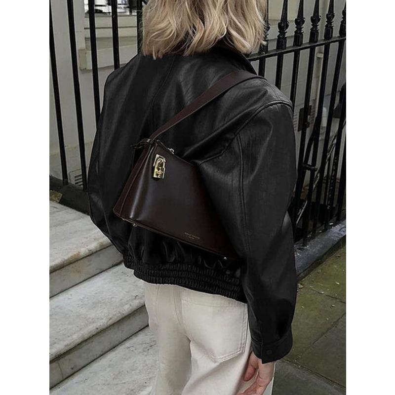 Casual Style Long-sleeved Leather Jacket for Women 2025 Autumn and Winter