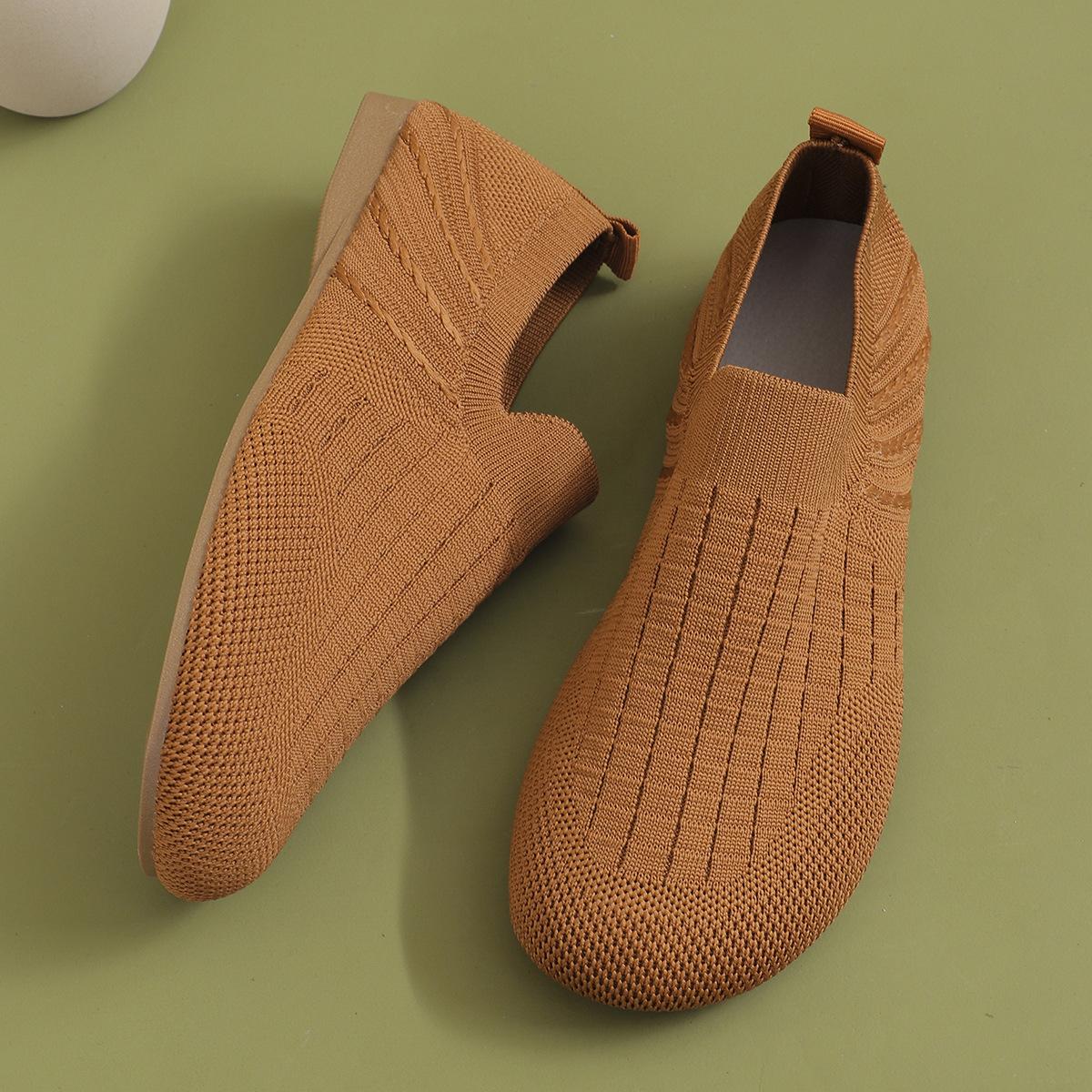 

Модные весенние туфли-лодочки с круглым носком для женщин, однотонные повседневные балетки, универсальные для ежедневной носки, с мягкой подошвой, удобные, нескользящие, слипоны 44 коричневый