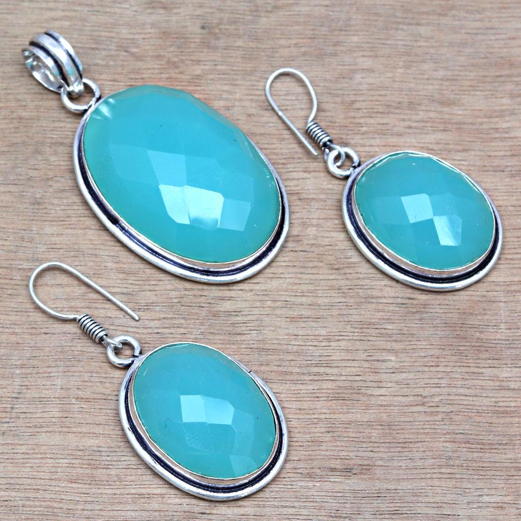 Necklace Chalcedony Natural  Beads Blue 20" Cts Round Sterling