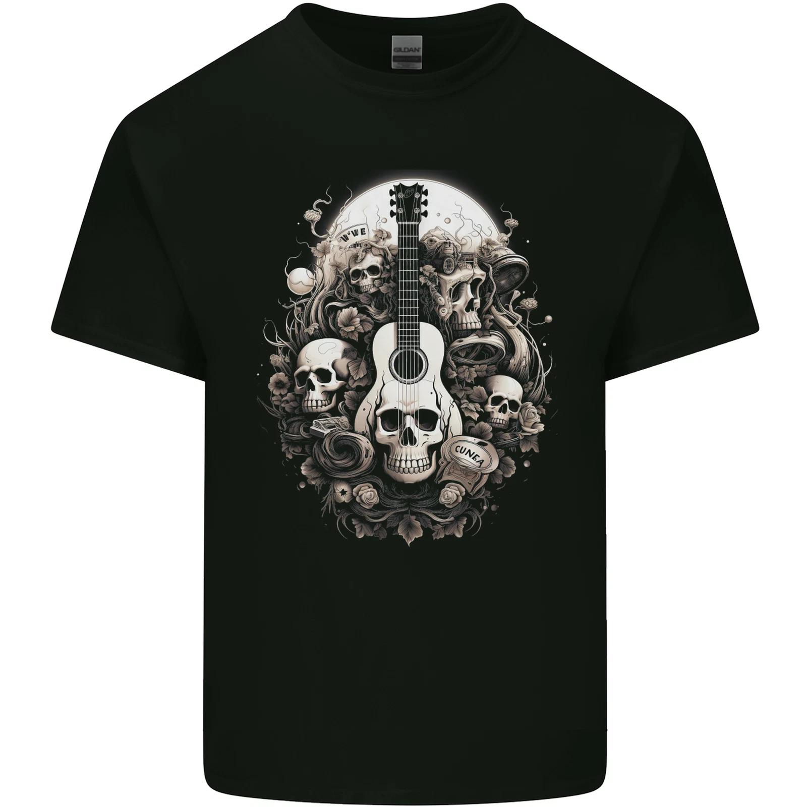 Guitar Skull Heavy Metal Rock Music Band Kids T-Shirt Childrens S