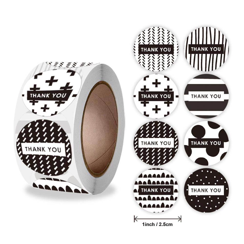 100-500pcs Black & White Thank You Stickers for Small Business Seal Labels DIY Handmade Labels 8 Designs Stationery Stickers