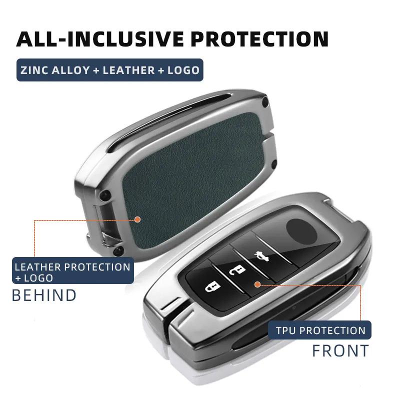 Car Key Case for S1 Sienna Camry Coralla Rav4 Highland Crown Hilux Yaris Land Cruiser Prado Chr 2 3 Button Alloy Leather Fob JH0