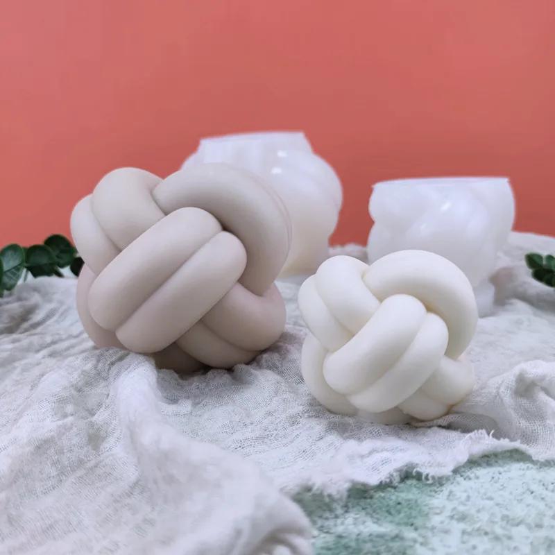 New Cross Knot Candle Silicone Mold 3D Twine Spherical Candle Making Supplies Diy Handmade Soap Plaster Epoxy Casting Tool