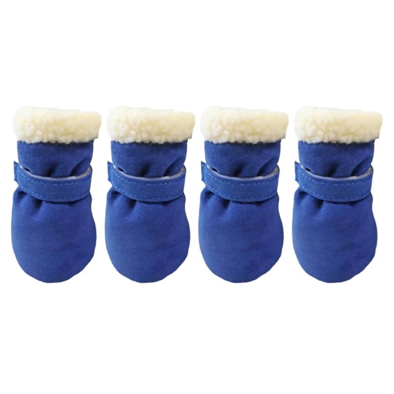 Winter Warm Pet Shoes 4pc/set Cute Dog Booties Snow Walking Puppys Booties Shoes Casual Fashion No-slip Dog Shoes
