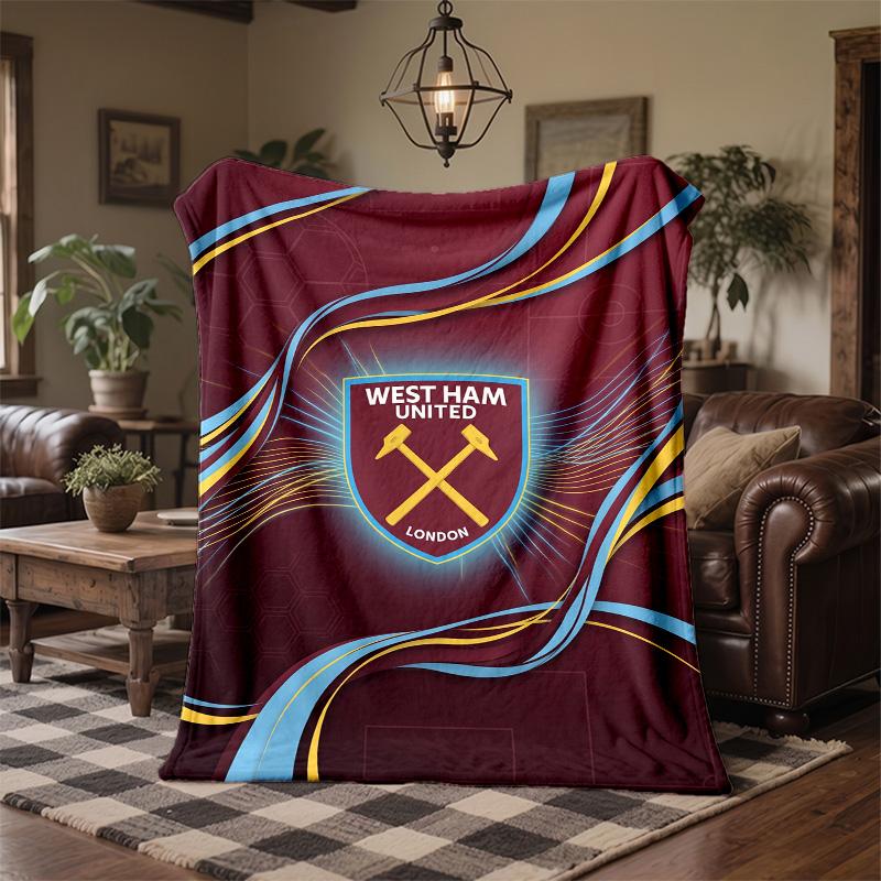 Coperta in Flanella con Stampa West Ham United Calcio Morbida Calda Coperta da Divano Letto per Casa Ufficio Camera da Letto