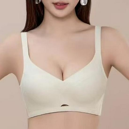 Medium Thickness Wireless Smooth Surface Bra for Small Bust Enhancement - Soft, Breathable, Antibacterial, Pure Color, Versatile Design