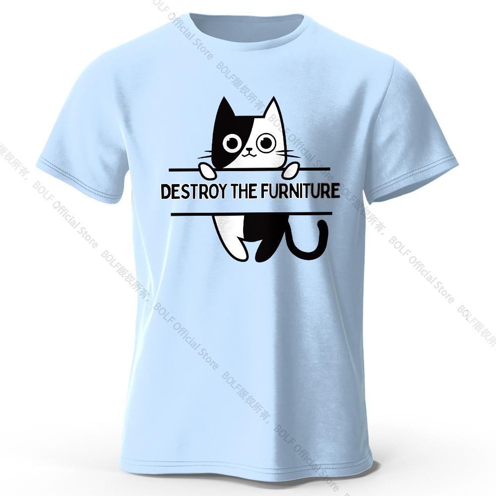 Destroy The Furniture Printed T-Shirt 100% Cotton Oversized Chaotic Graphic Tees for Men Women Summer Tops Anarchy Streetwear