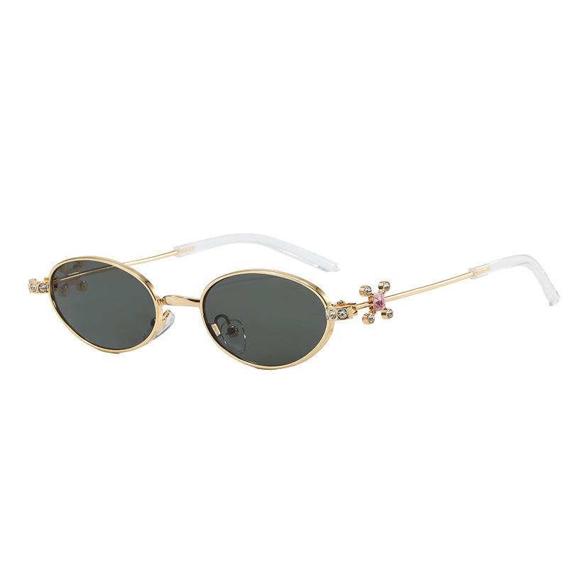 Hot-selling new anti-blue glasses ultra-light metal high-end sense diamond-encrusted jennie glasses frame women