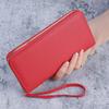 Women's Litchi Pattern Long Wallet with Multi-Card Slots and Zipper Coin Purse