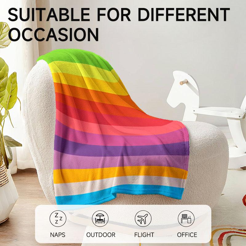 1 manta de franela de color arcoíris, suave, adecuada para sofá, cama, oficina, uso en todas las estaciones.