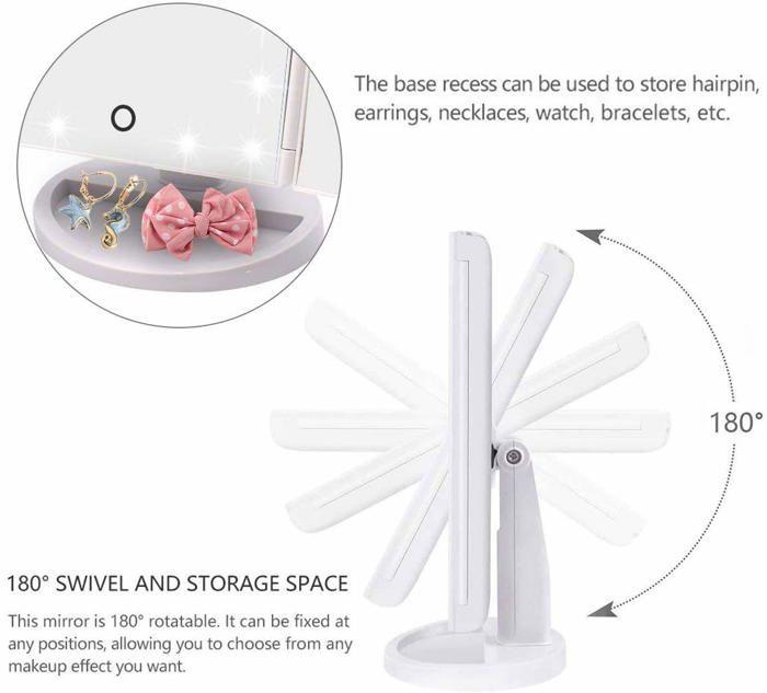 Miroir - weily - modèle 1 - 21 lumières led - grossissant 2x/3x - rotation 180°