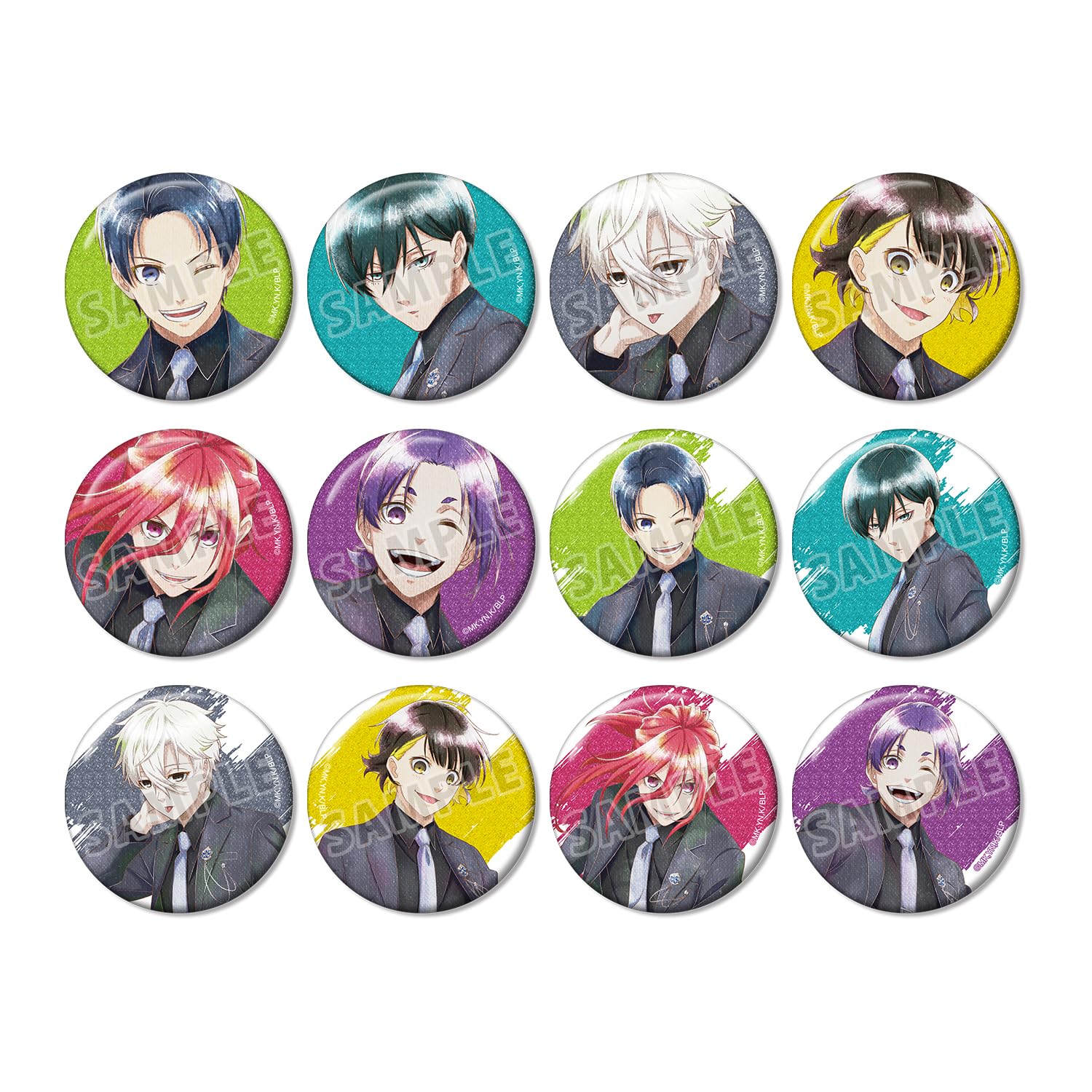 

TV Anime Original Illustration Suit Model Ani Art aqua label Trading Glitter Can Badge Box of 12 Blue Lock Ver.